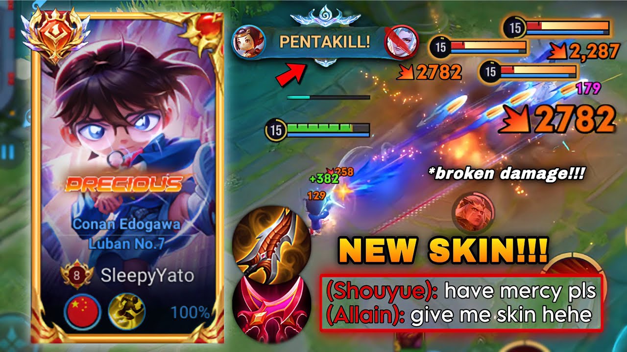 PENTAKILL! CONAN EDOGAWA LUBAN SKIN BROKEN DAMAGE IN FARM LANE! | LUBAN BEST BUILD & ARCANA