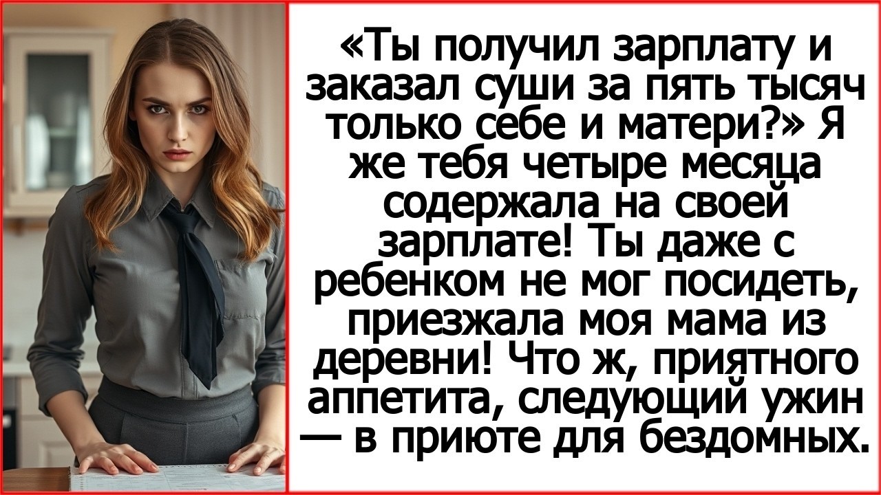 Ты получил зарплату и заказал суши за пять тысяч только себе и матери_ Спросила я у мужа