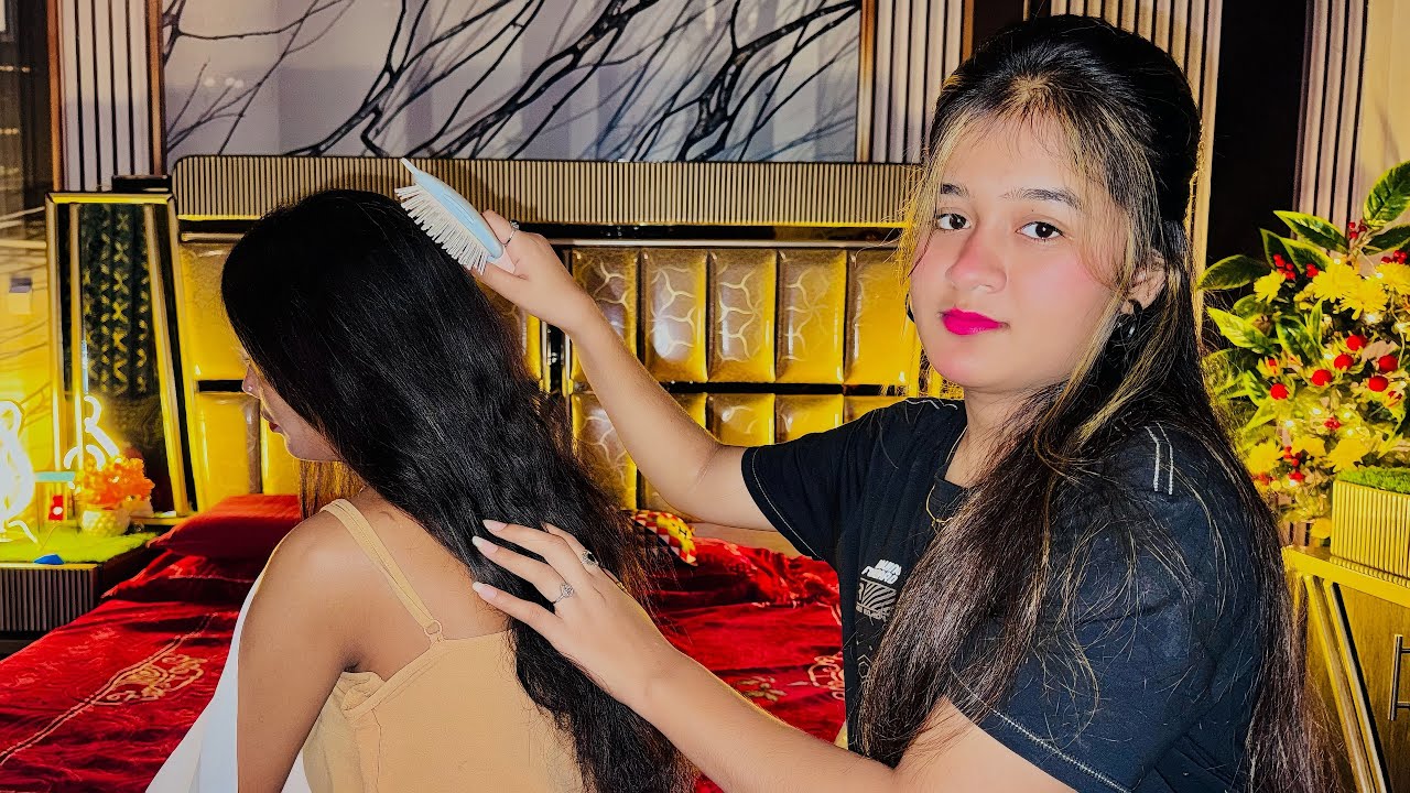 ASMR Back Massage & Hair Play On A Friend 👱&zwj;♀️