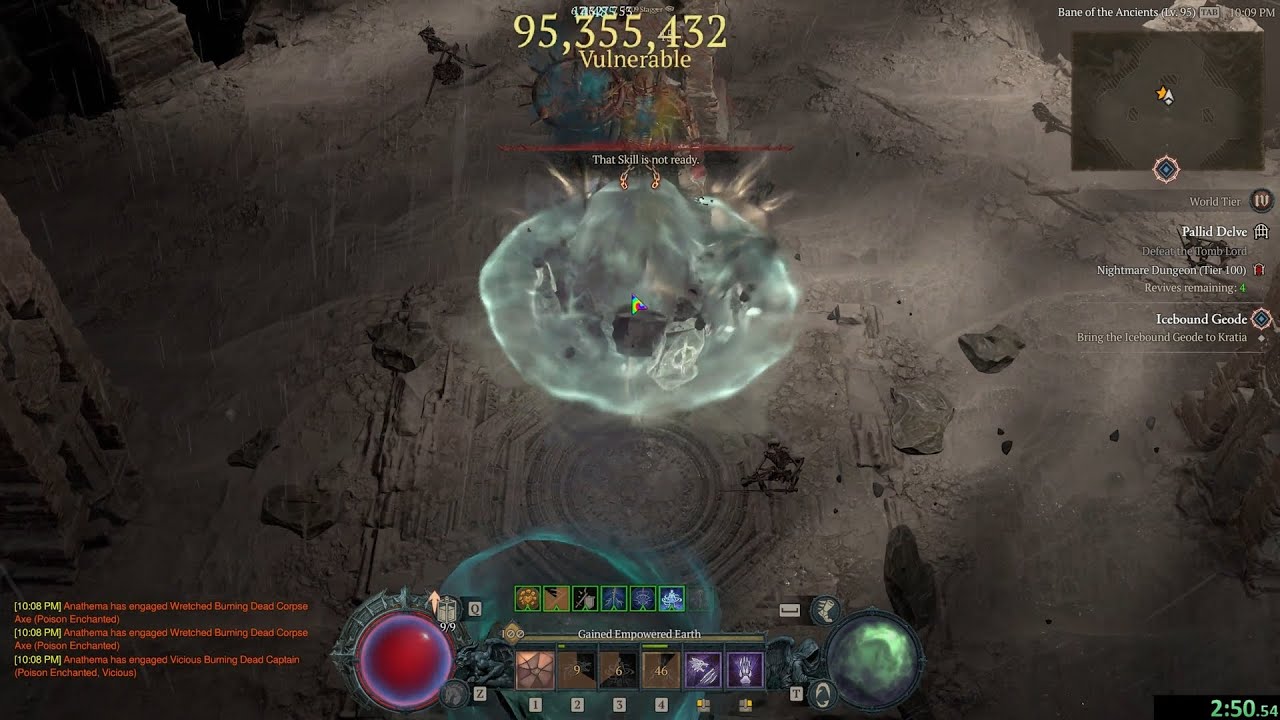 S1 Diablo 4 Speedrun | 2:50.54 T100 Pallid Delve with EB Druid