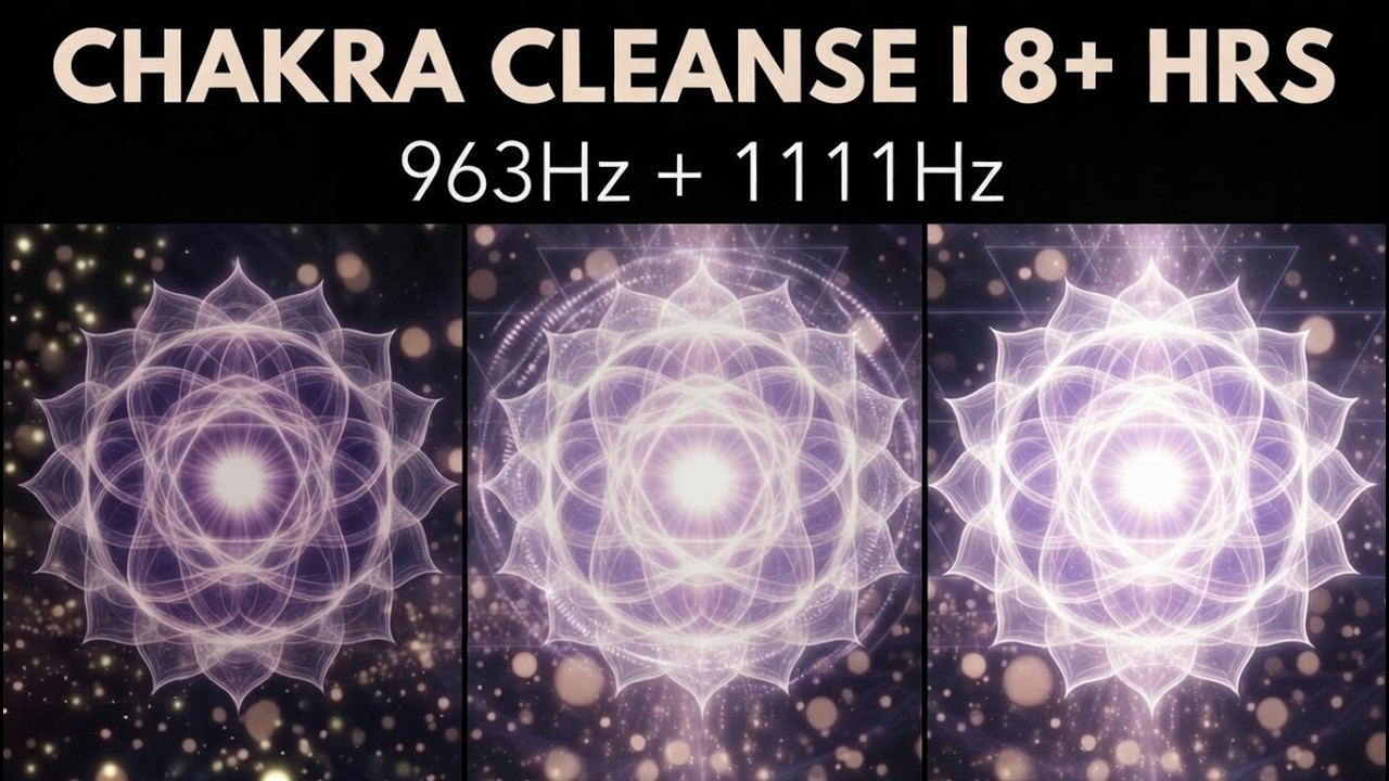 Chakra Cleanse While You Sleep | 1111+963Hz  Deep Rest Restorative Sleep 8+ Hours