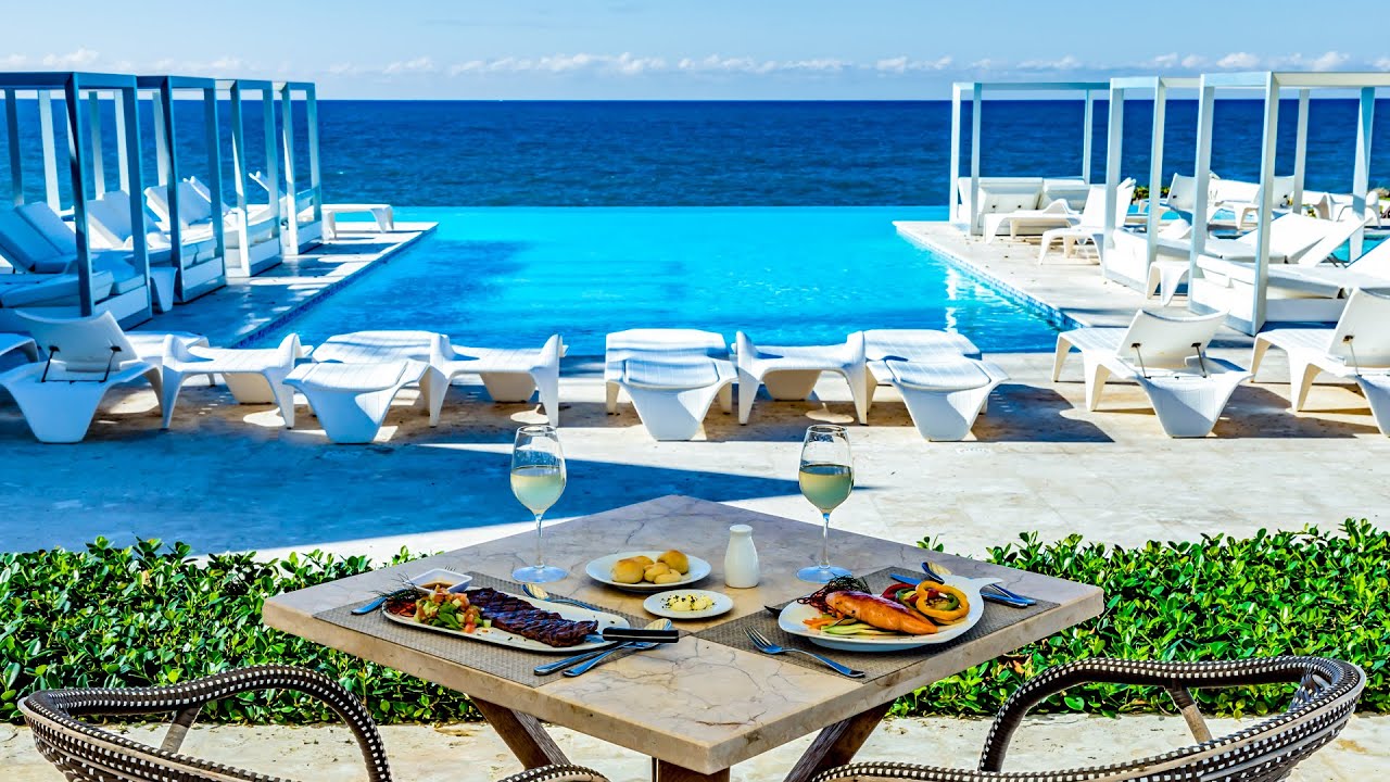 Seaside Luxury Hotel Ambience - Bossa Nova Music, Smooth Piano Jazz, Breakfast Time, Ocean Wave
