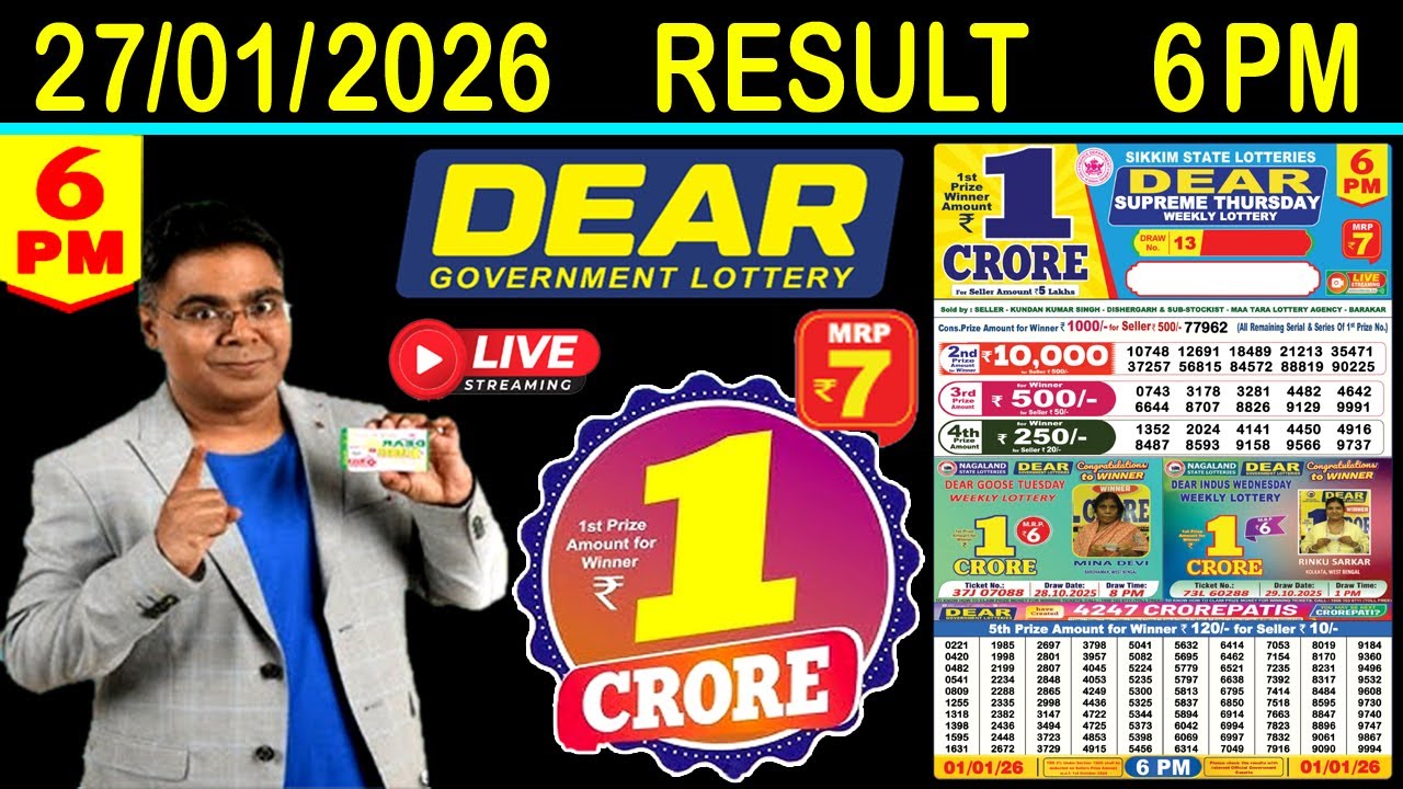NAGALAND STATE DEAR LOTTERY LIVE SAMBAD EVENING 6 PM LIVE DRAW ON 27.01.2026 TUESDAY