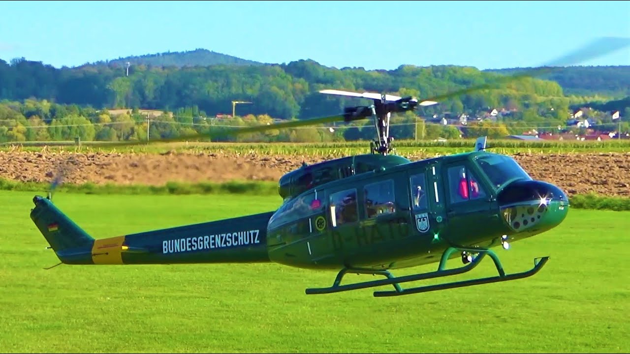 BIG BELL RC UH-1D HUEY Turbine Scale Vario Helicopter FLIGHT DISPLAY IN SUNSHINE JetCat PHT3 Start