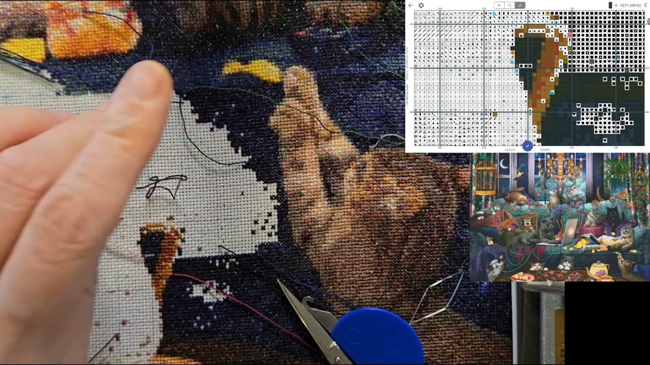 flosstube stichwithme #224 Quarantine cats