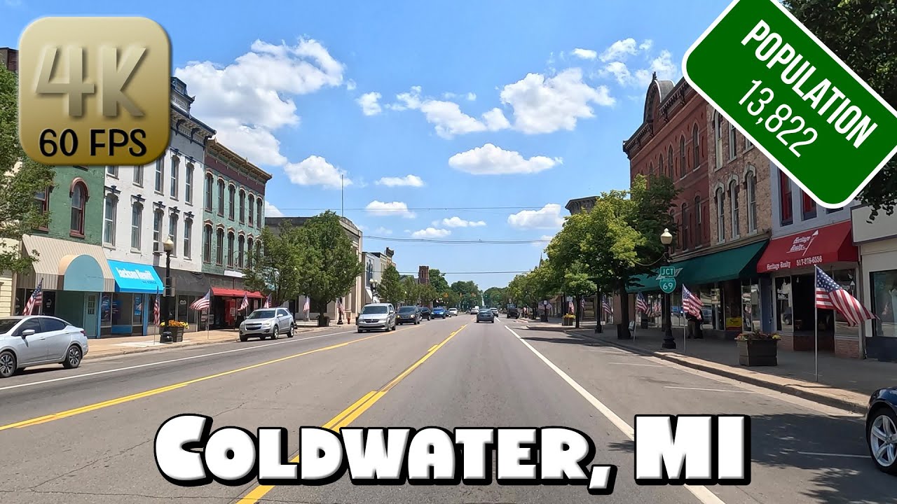 Driving Around Small Town Coldwater, Michigan in 4k Video