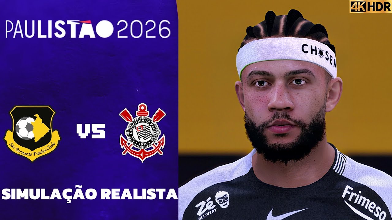 São Bernardo vs Corinthias | Campeonato Paulista 2026 | Simulação PC 4K Ultra HD (60 FPS) Pes 2021