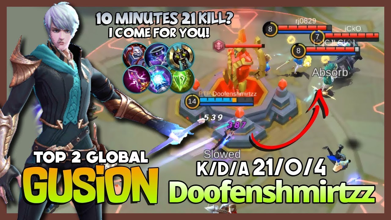 The Fastest Killing Machine! Doofenshmirtzz Top 2 Global Gusion ~ Mobile Legends