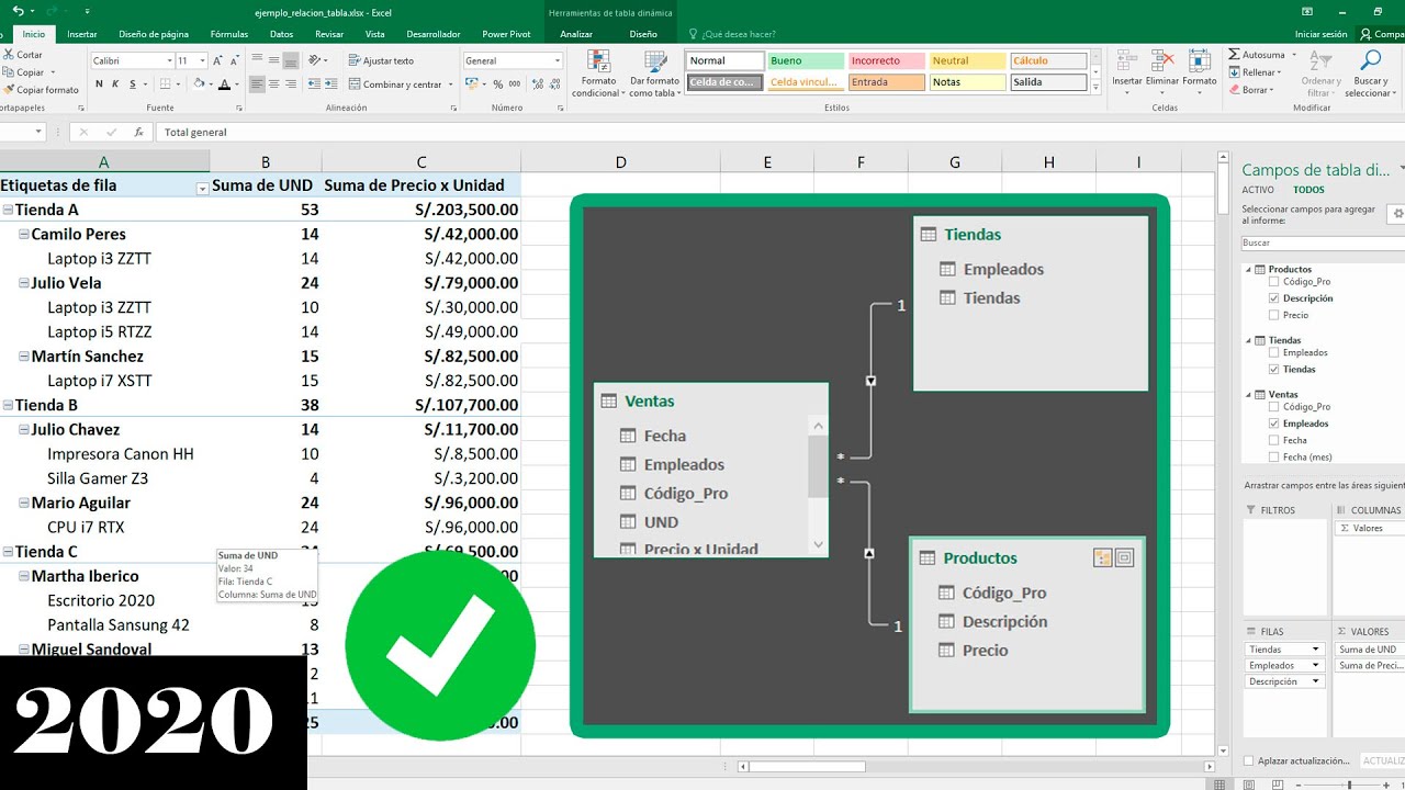 Como unir varias tablas dinámicas en una sola Excel