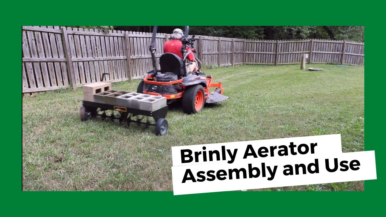 #205 Brinly PA 482BH A2 Tow Behind Plug Aerator Assembly and Use