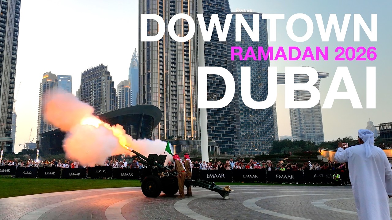 Dubai [4K] Ramadan City Center Walk 4K | Iftar Cannon Fire & Evening City Life | Walking Videos