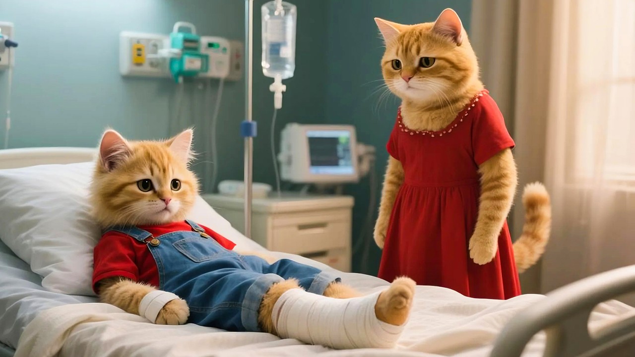Ginger Kitten Falls and Has to Go to the Hospital – Mama Cat Is Very Worried 🐱🏥
