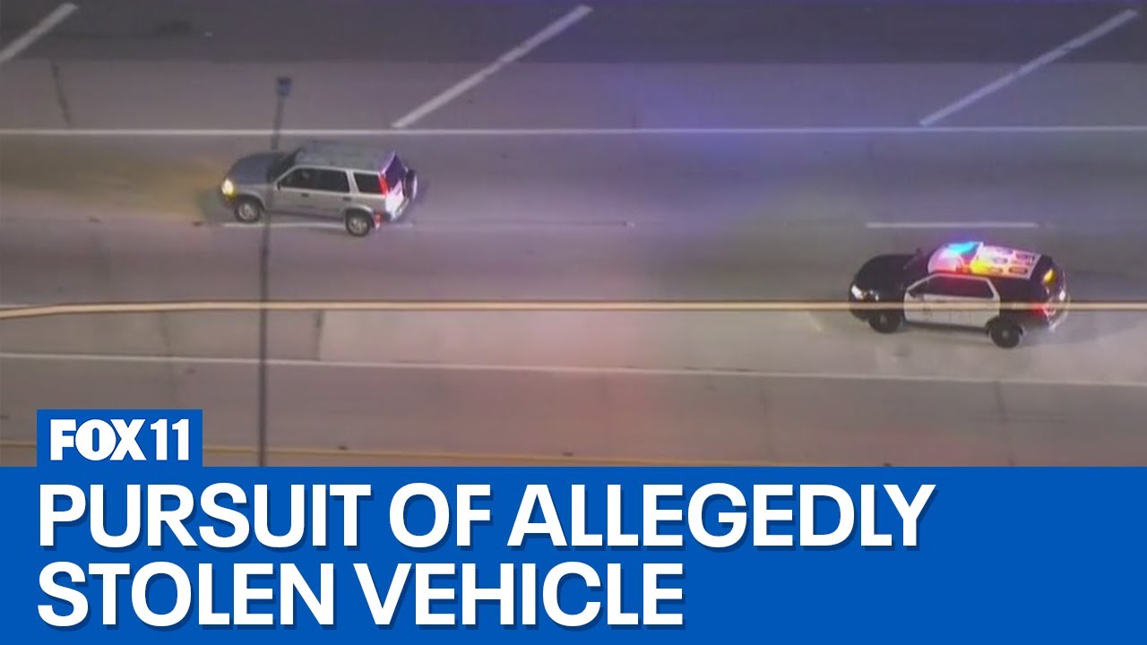 Police chase: authorities in pursuit of allegedly stolen vehicle