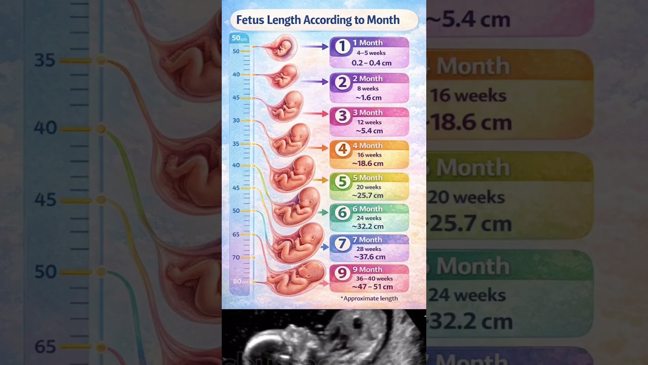 Fetus length according to month #asmr #asmrsounds