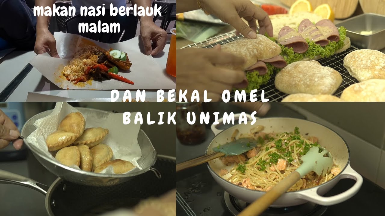 Nasi Berlauk Malam dan bekal Omel balik Unimas - Ciabatta, Olio dan Karipap