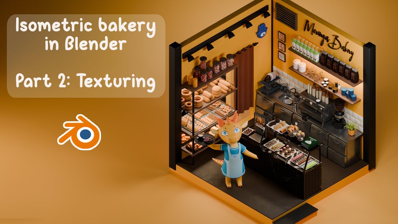 Isometric Bakery in Blender Part 2: Texturing // timelapse