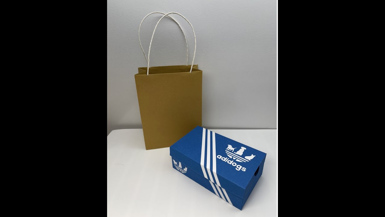Adidogs Mini Running Shoe Box and fold-flat Shopping Bag
