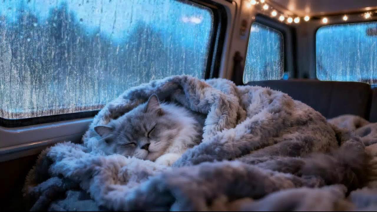 Warm Cozy Rain on Car Roof | Night Rain for Stress Relief