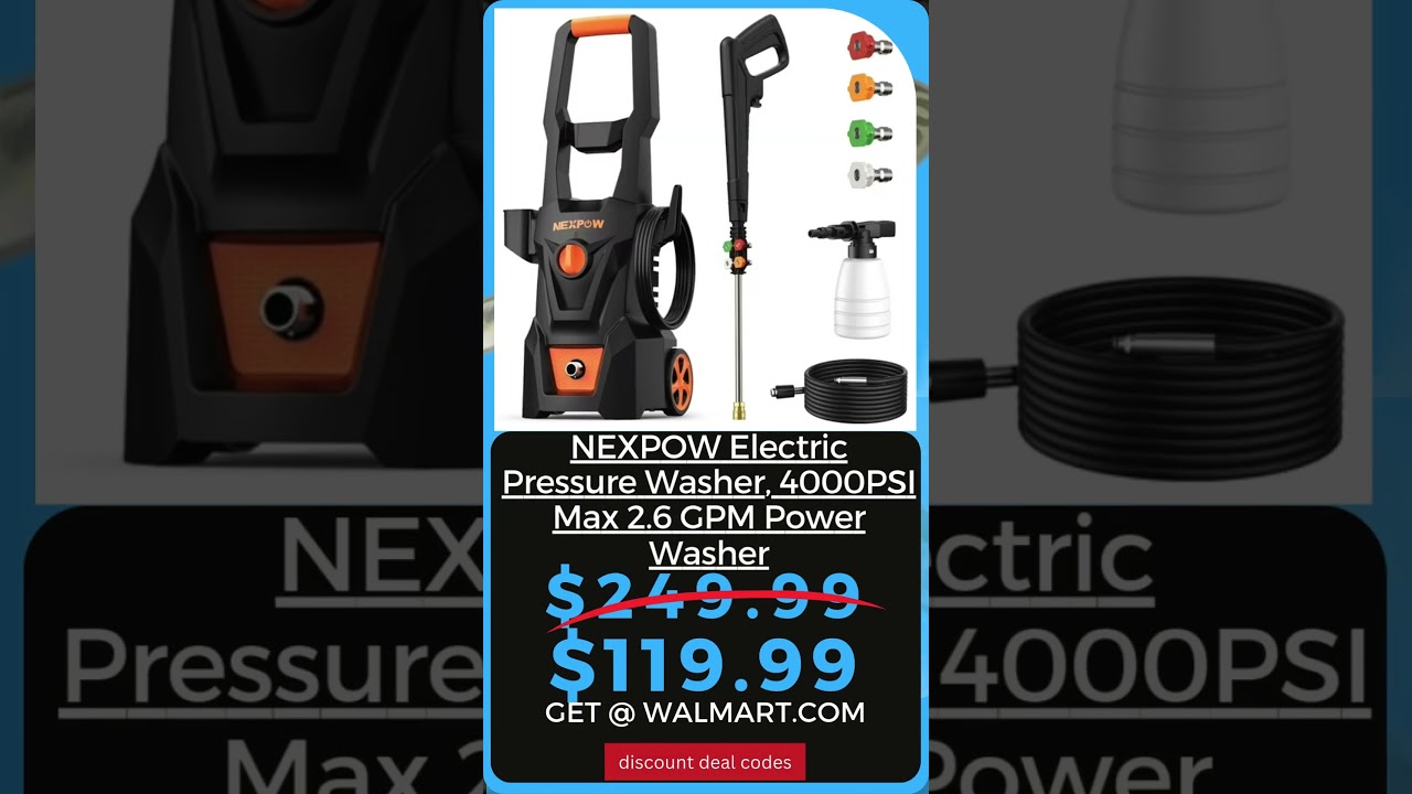 NEXPOW Electric Pressure Washer, 4000PSI Max 2.6 GPM Power Washer