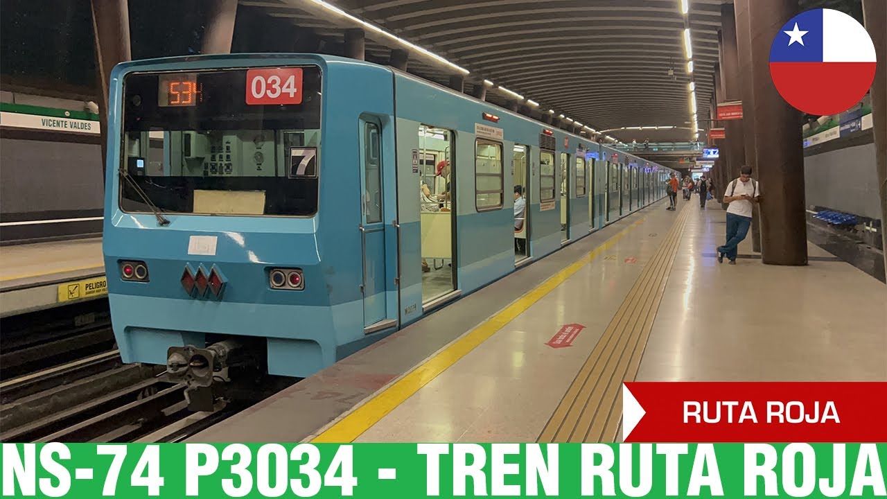 Metro De Santiago | NS-74 P3034 - Tren Ruta Roja interestacion Vicente Valdés - Baquedano