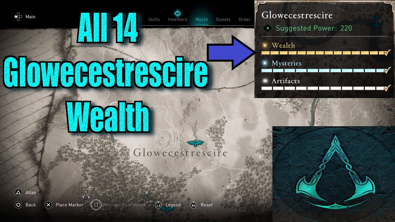 Assassin's Creed Valhalla All Glowecestrescire Wealth Locations guide