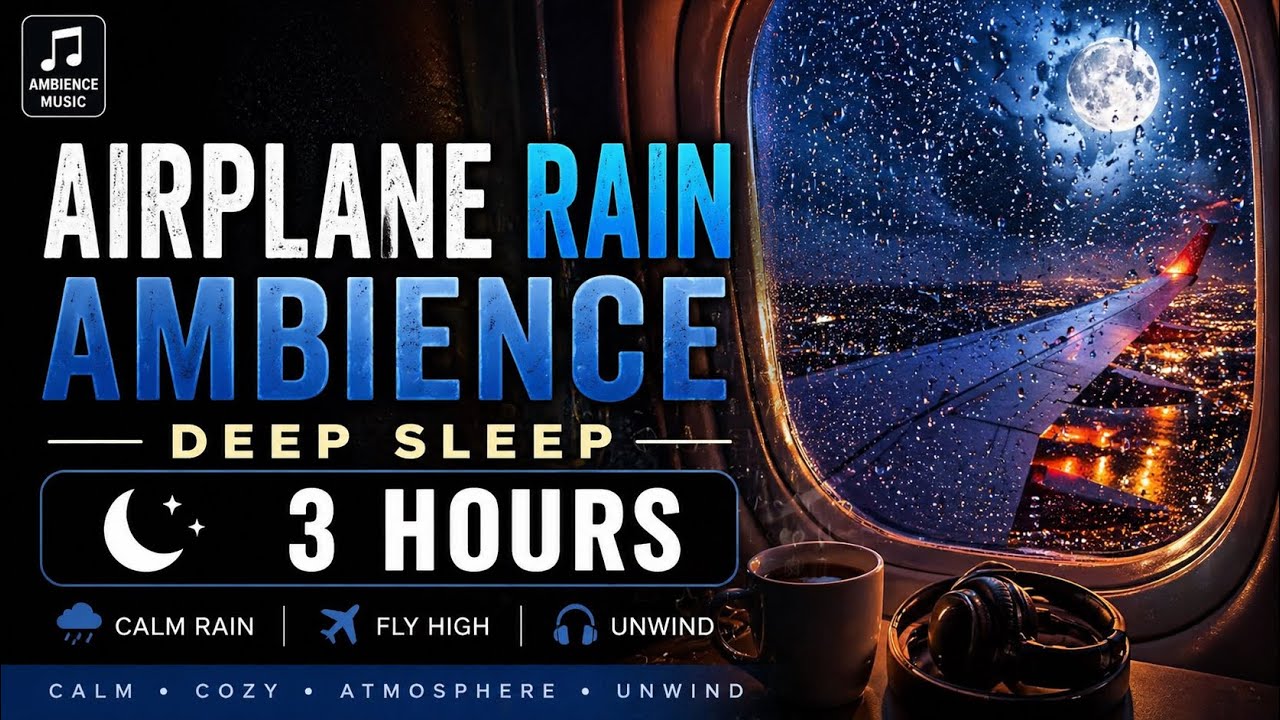 Airplane Rain Sounds for Deep Sleep (3 Hours)