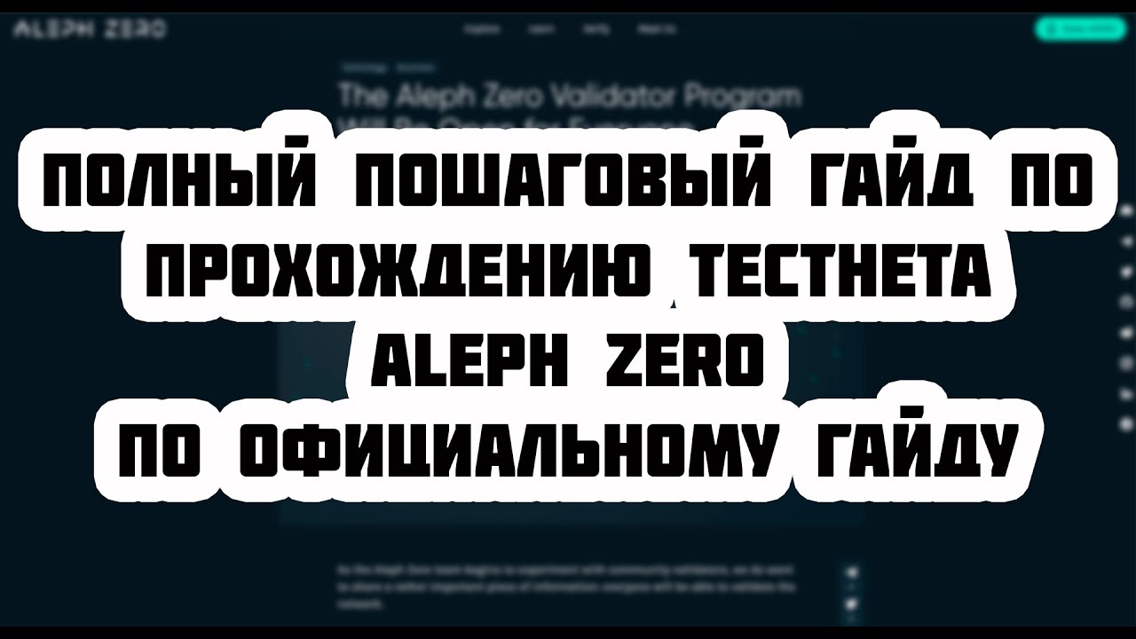 ПОЛНЫЙ ПОШАГОВЫЙ ГАЙД ПО ПРОХОЖДЕНИЮ ТЕСТНЕТА ALEPH ZERO ПО ОФИЦИАЛЬНОМУ ГАЙДУ