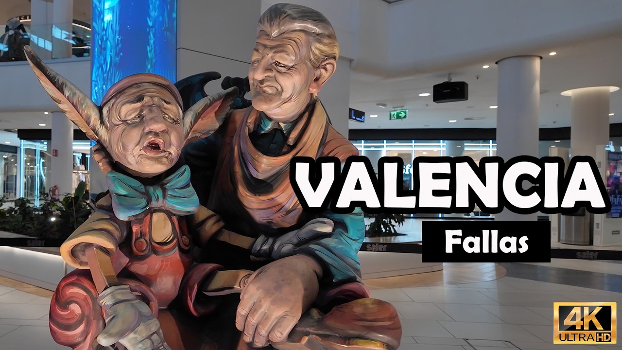 Ninots FALLAS Valencia Spain: expo centro comercial EL SALER // Slow TV 4K video