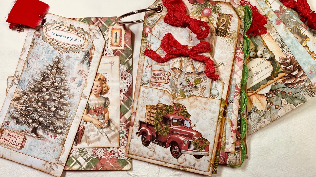 Part 2 - Making POCKETS today for my Christmas December Daily Tag Journals. #Christmascraftoff24