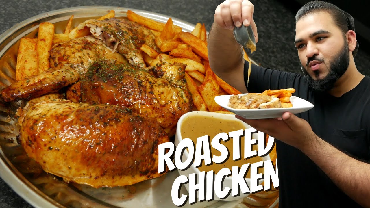 Whole Roast Chicken with Chips and Sauce