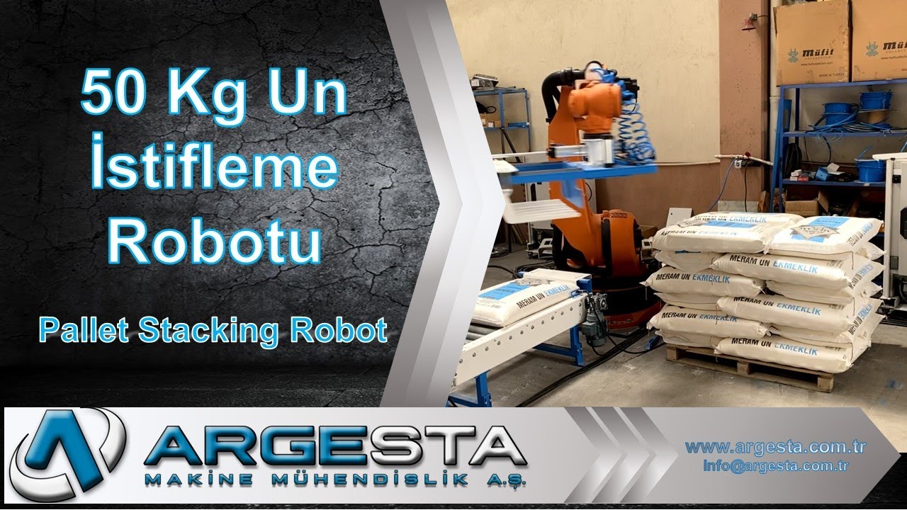 50 Kg Un Paletleme Robotu / 50 Kg Flour Palletizing Robot