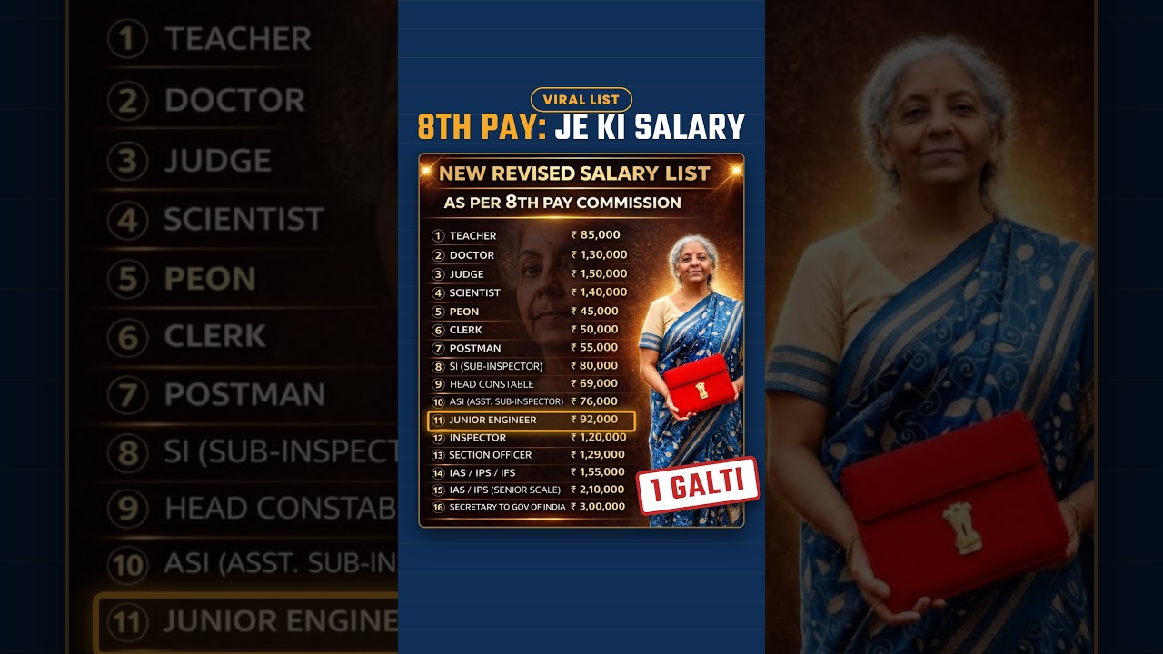 8th Pay Commission Salary Calculator: JE ki salary ₹92,000? 🤔#shorts