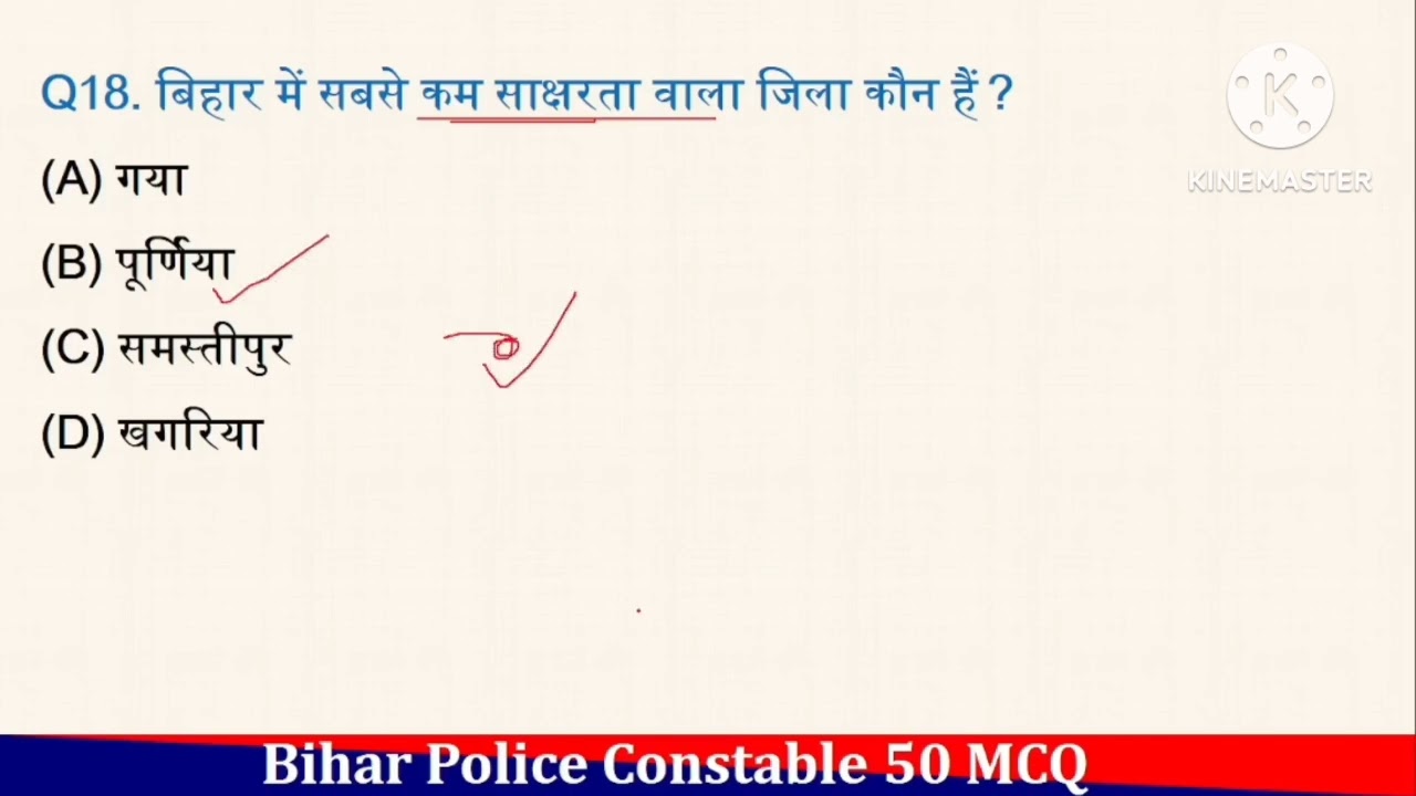 Bihar Police 2025 MCQ/PYQ /Bihar Special GK Top Question / Bihar Police GK/ GS Bihar GK