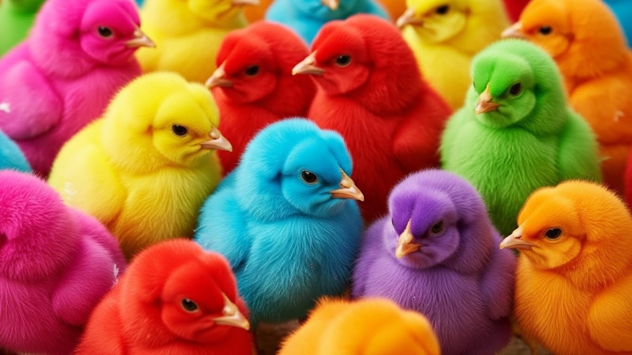 Colorful Baby Chicks Eating & Playing | Cute Farm Animals Compilation |WILDSOUND