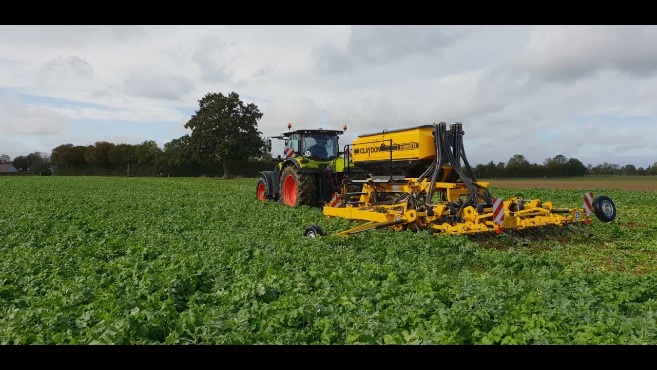Claydon Hybrid Drill direct drilling into cover crops across the UK
