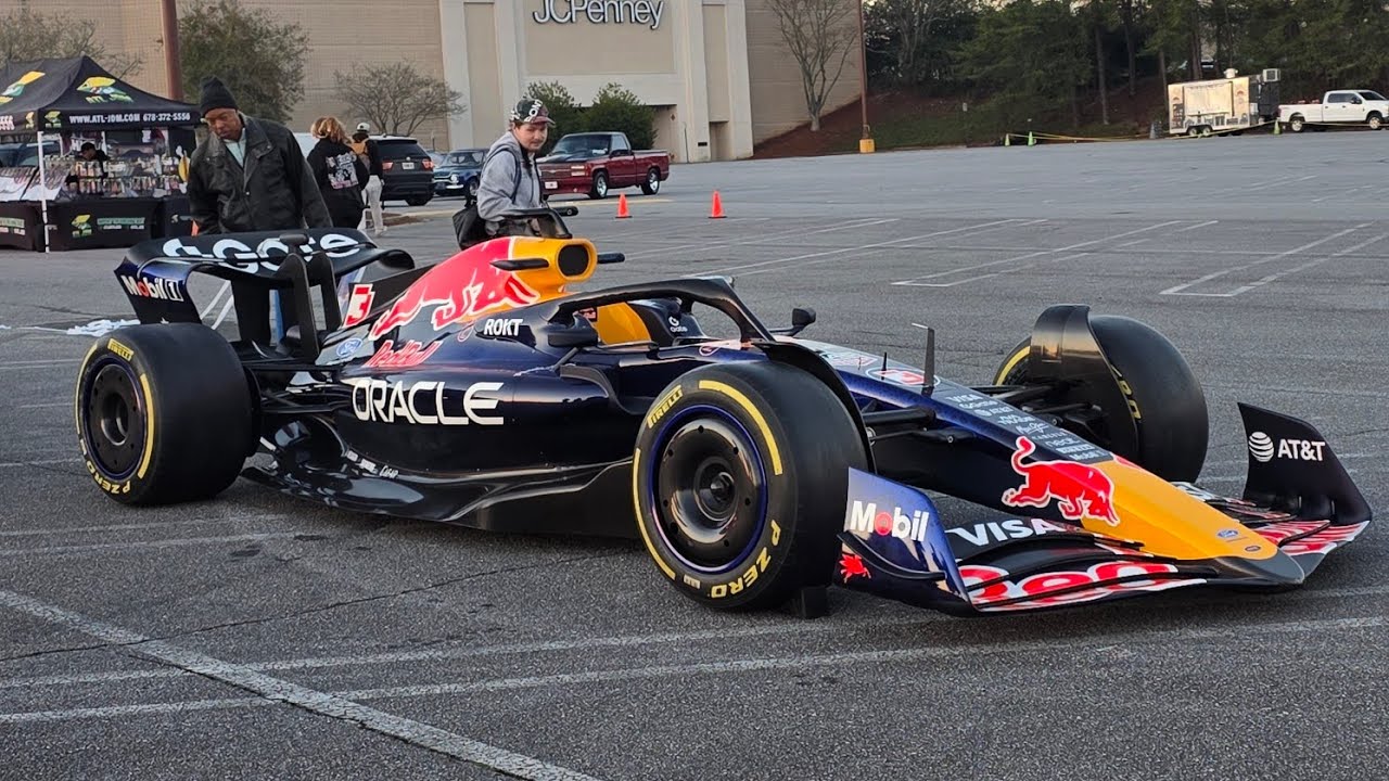 Red Bull Formula 1 race car unloading at Caffeine and octane Atlanta 