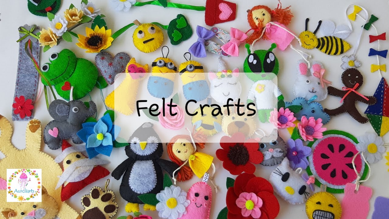 Felt Crafts | #FeltKeychains, #FeltOrnaments, #FeltBookmarks, #FeltFlowers, #FeltAnimal| Aureliarts