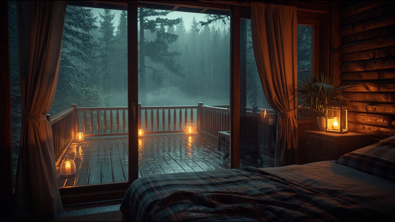Best Rain and Calming Rain Sound Surrounding a Quiet Forest Cabin with Soft Rain & Pure Rain Falling
