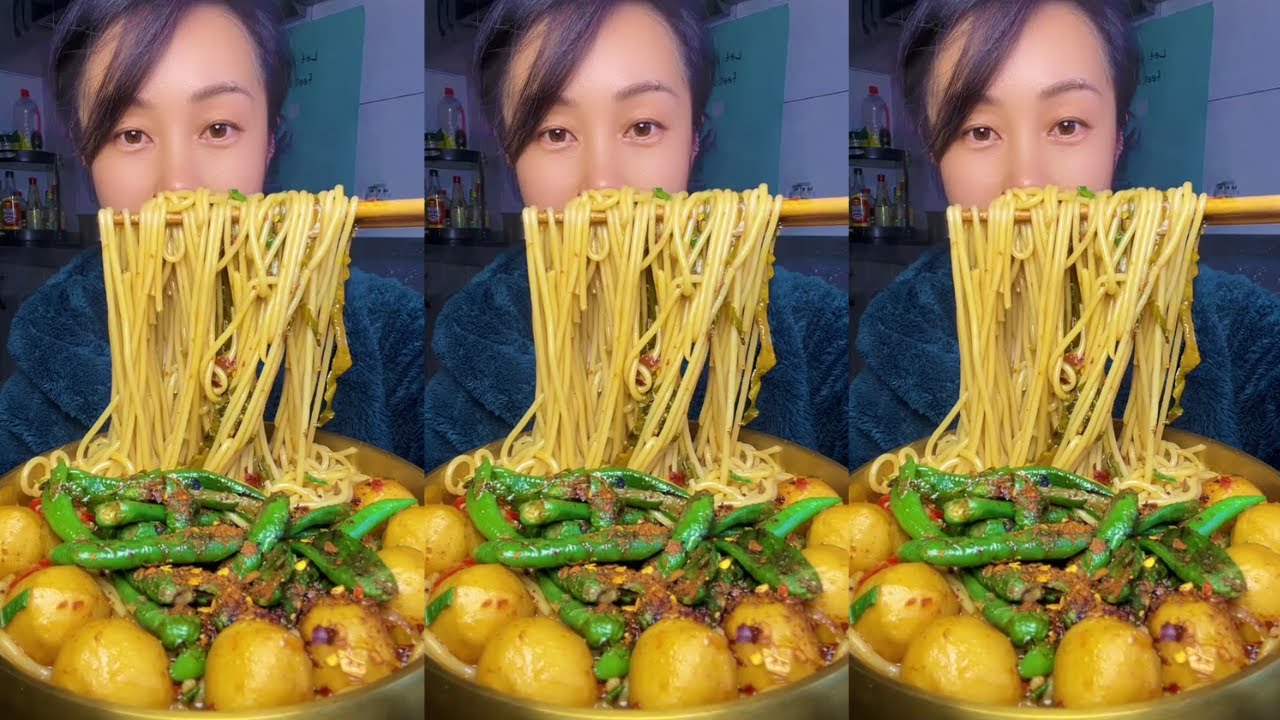 Let’s Eat With Jin | Satisfying Eating Spicy Noodles With Eggs & Stir-Fried Home Cooking Food
