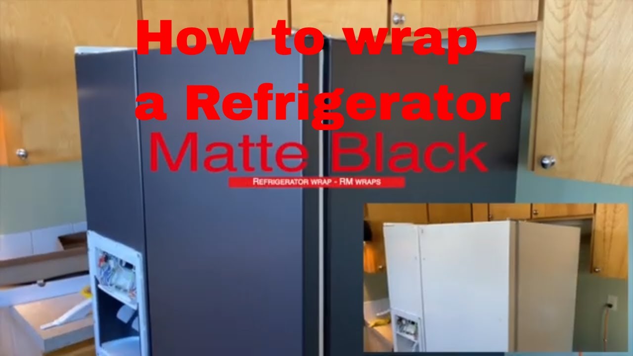 Matte black refrigerator wrap