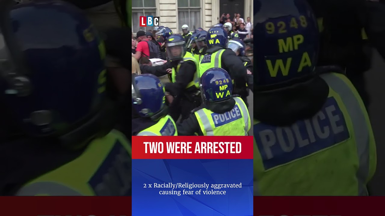 One person arrested for possession of SEVEN knives at Whitehall protest | LBC
