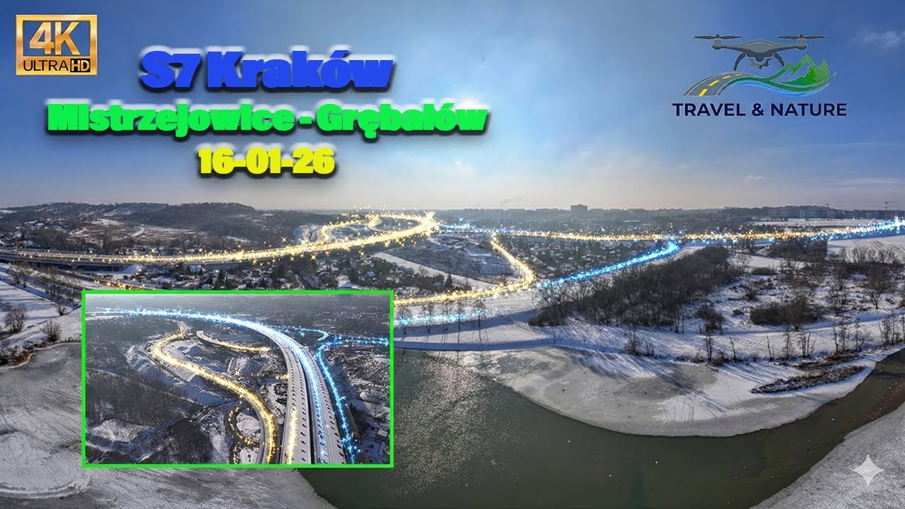 Budowa #S7 #Widoma #Kraków Węzeł Mistrzejowice Otwarcie łącznika Przelot z komentarzem