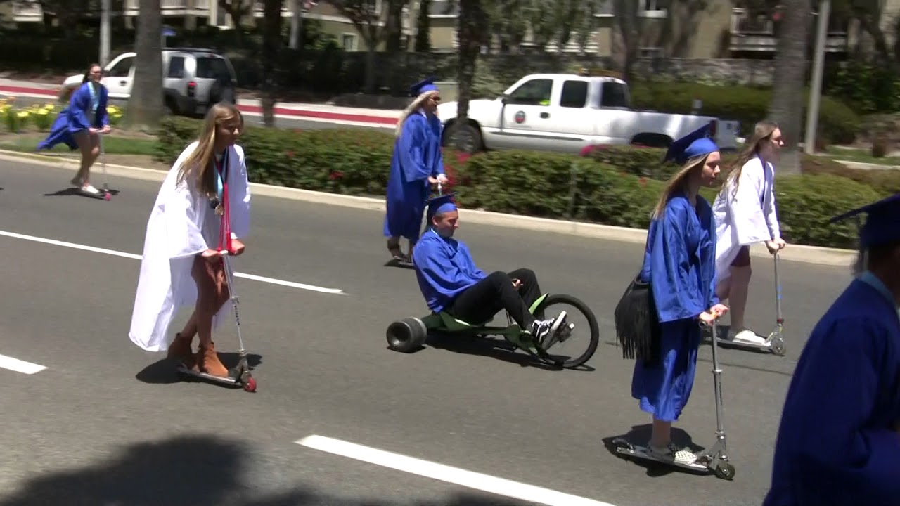 Dana Hills High School Graduation 2018 Razor Skate to Graduation down Golden Lantern