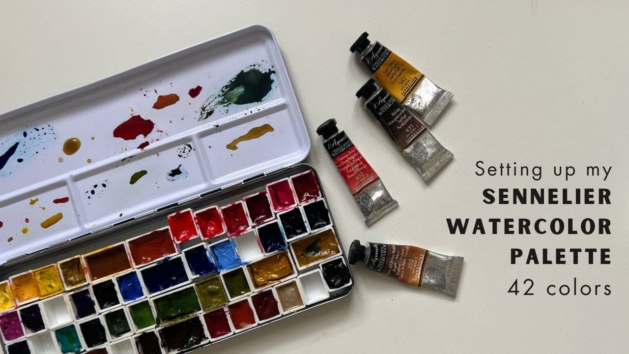 Swatching my Sennelier watercolor palette: 42 colors picked one by one!