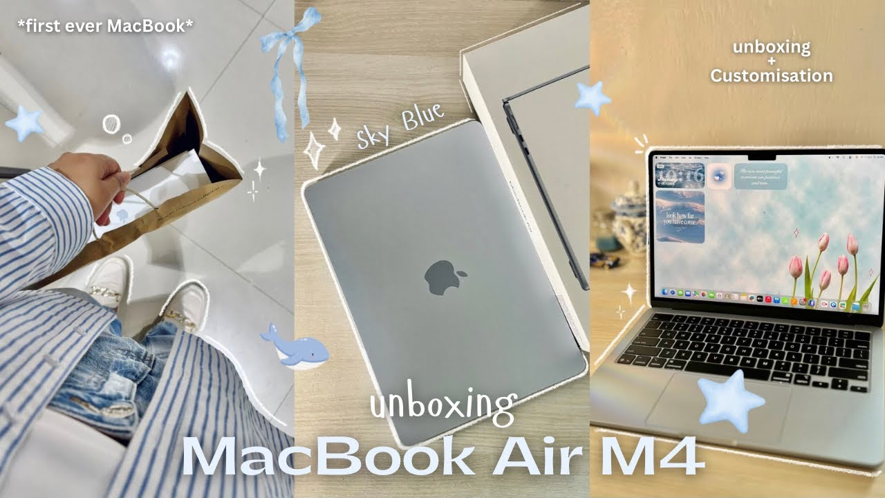 Мой первый Macbook 😭💻🩵 ⋆˙⟡ Распаковка MacBook Air M4 2025 | Небесно-голубой 🫧 | Настройка + эстет...