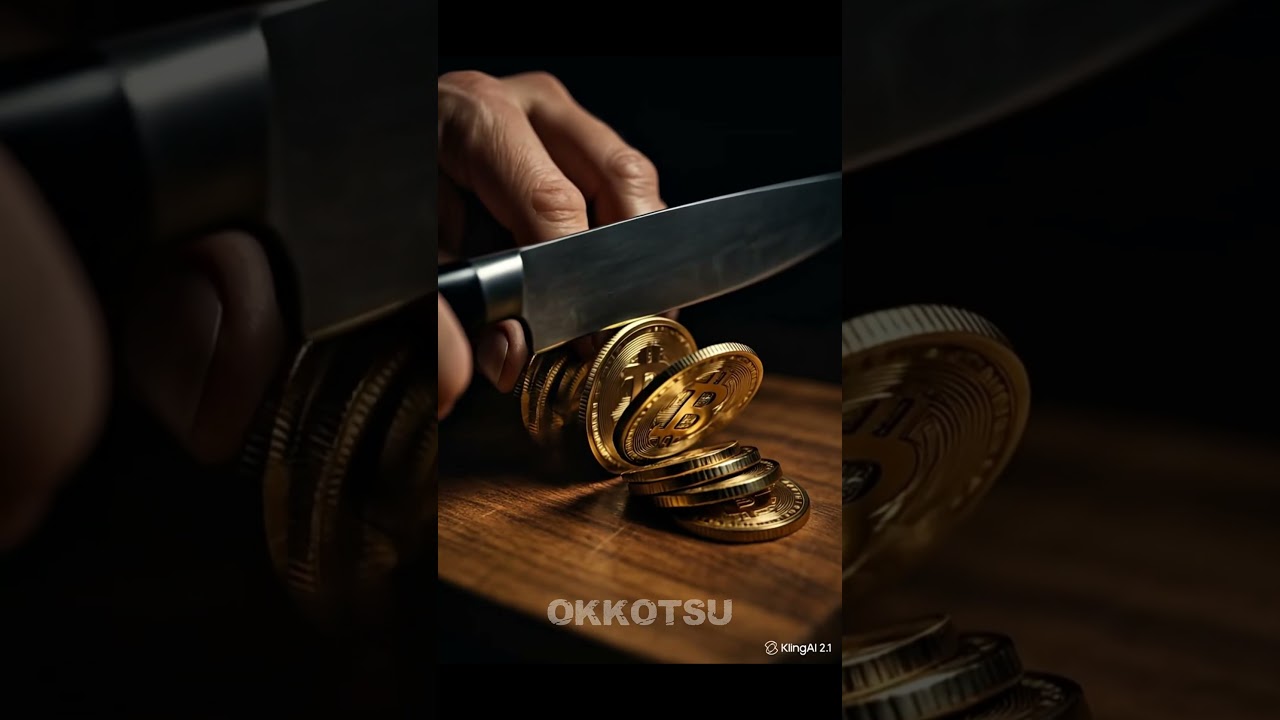 Cutting a Bitcoin in Half&hellip; 😳💰🔪 #asmr #satisfying #relaxing #aicutting #oddlysatisfying #shorts