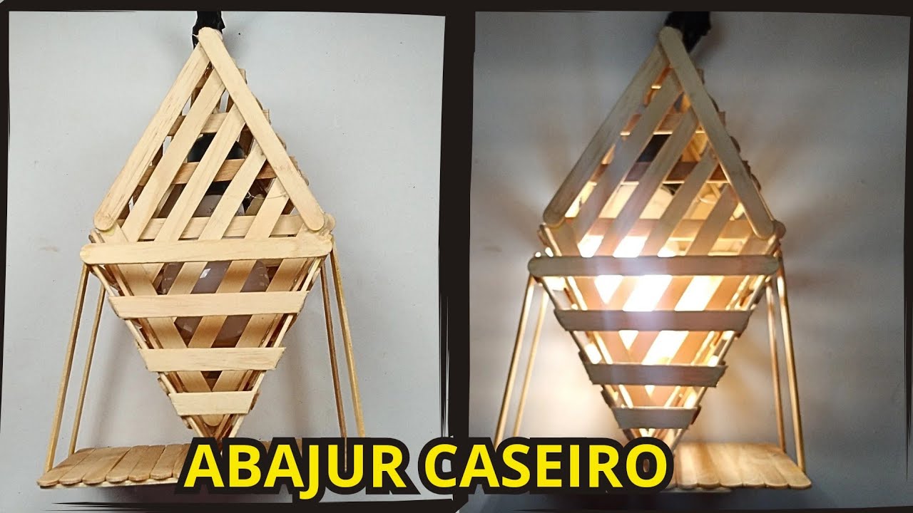 ABAJUR (LUMINARIA) FEITO DE PALITOS DE PICOLÉ