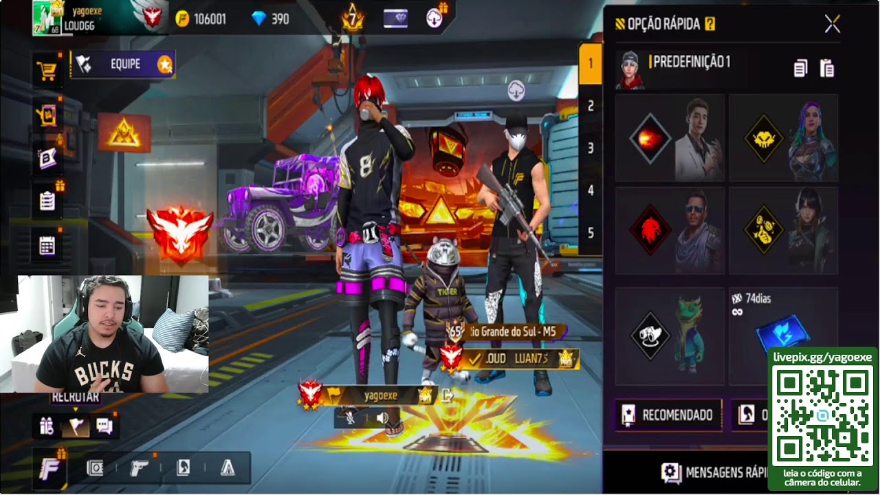 TREINANDO COM O TIME PRO MUNDIAL DA LIDOMA!💚 LOUD YAGO FREE FIRE AO VIVO 💚