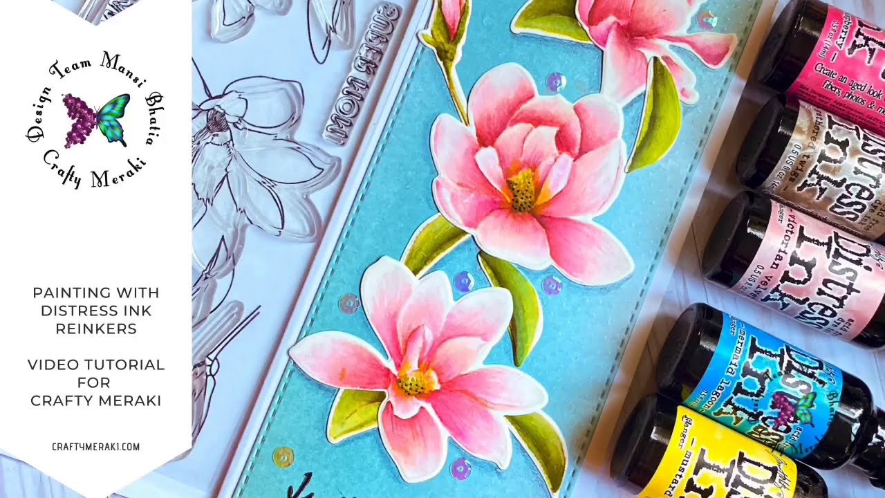 Painting Magnolias with Distress ink Reinkers