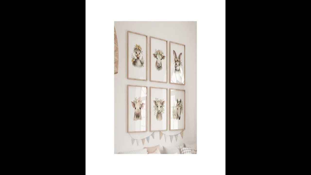 Watercolor Barn Animal Prints: Rustic Farm Nursery Decor (Set of 6) (Digital Download)